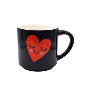 Black Coffee Mug Smiling Heart Red Pink White 16 oz Target THRESHOLD Stoneware